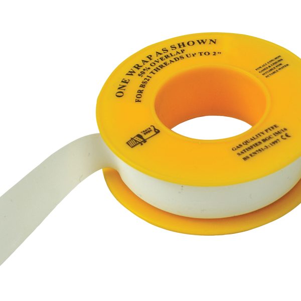 FAITHFULL P.T.F.E Gas Tape 12mm x 5m White (Pack 10)