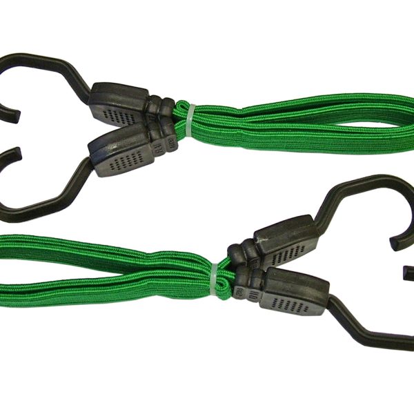 FAITHFULL Flat Bungee Cord 60cm (24in) Green 2 Piece
