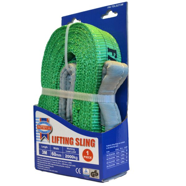 FAITHFULL Lifting Sling Green 2 Tonne 60mm x 3m