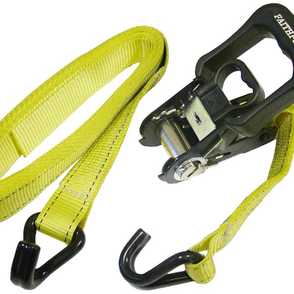 FAITHFULL Ratchet Tie-Downs J-Hook 5m x 32mm Breaking Strain 1320kg/daN 2 Piece