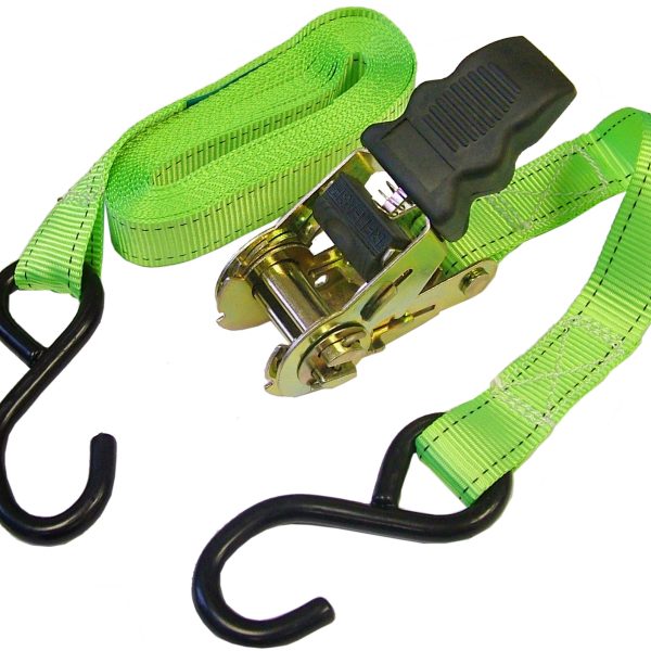 FAITHFULL Ratchet Tie-Downs S-Hook 5m x 25mm Breaking Strain 600kg/daN 2 Piece