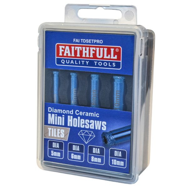 FAITHFULL Diamond Ceramic Mini Holesaw Set, 4 Piece
