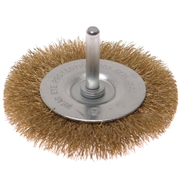FAITHFULL Wire Brush 75mm x 6mm Shank, 0.30 Brass Wire