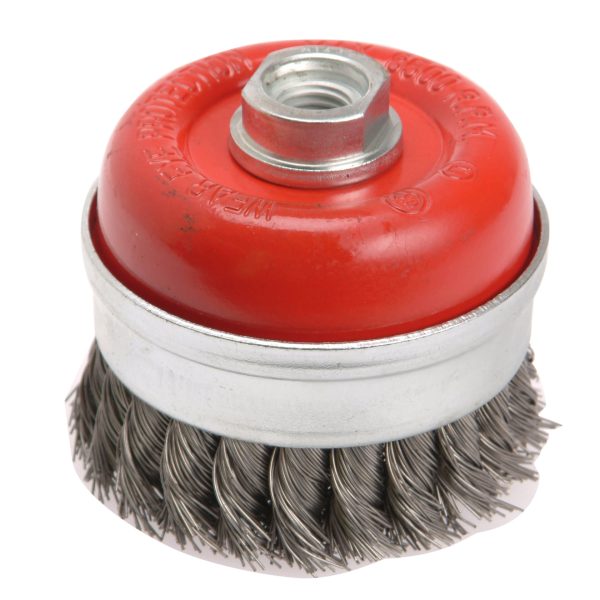 FAITHFULL Wire Cup Brush Twist Knot 80mm M14x2, 0.50mm Steel Wire