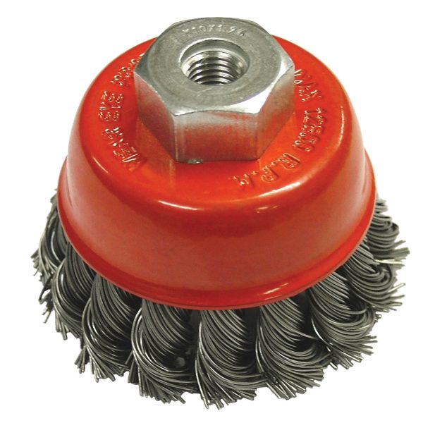 FAITHFULL Wire Cup Brush Twist Knot 65mm M10x1.25, 0.50mm Steel Wire