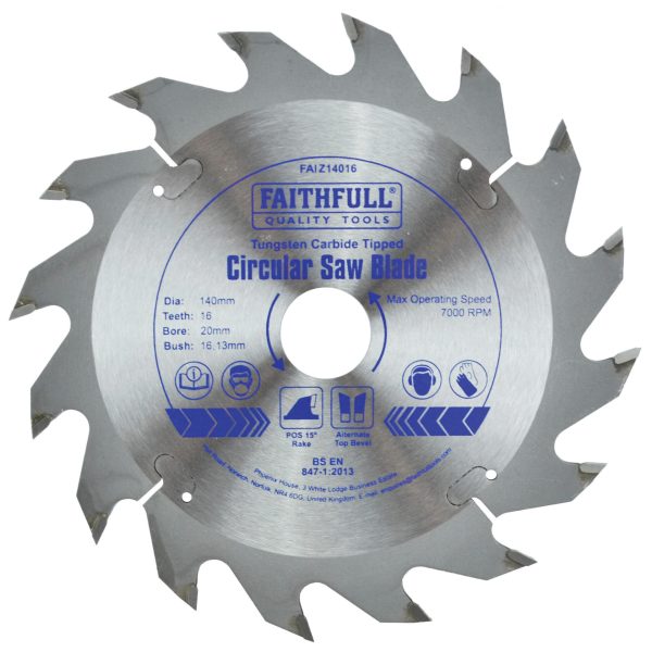 FAITHFULL TCT Circular Saw Blade 140 x 20mm x 16T POS