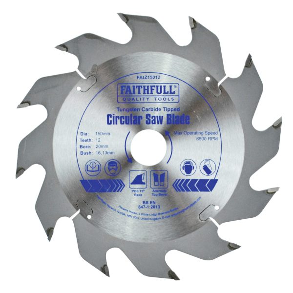 FAITHFULL TCT Circular Saw Blade 150 x 20mm x 12T POS