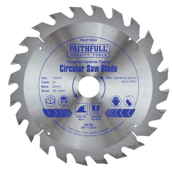 FAITHFULL TCT Circular Saw Blade 152 x 20mm x 24T POS