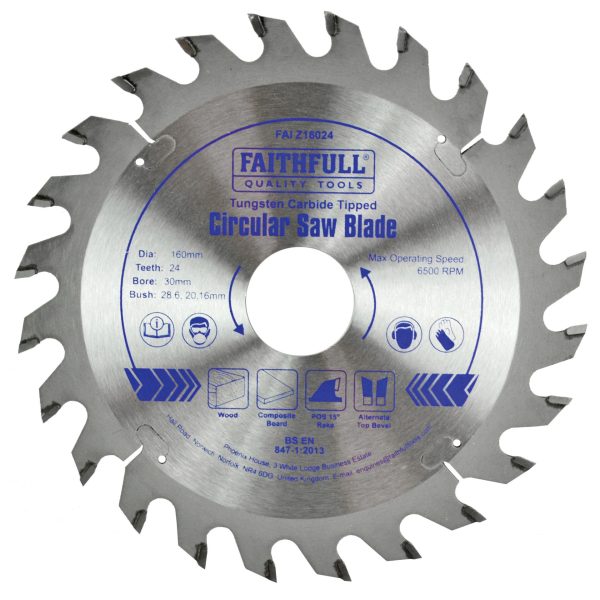 FAITHFULL TCT Circular Saw Blade 160 x 30mm x 24T POS