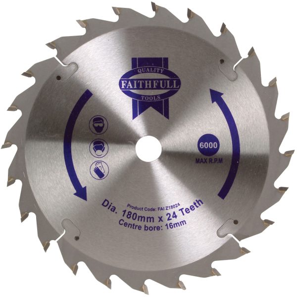 FAITHFULL TCT Circular Saw Blade 180 x 16mm x 24T POS