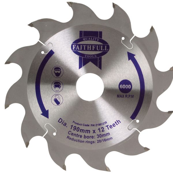 FAITHFULL TCT Circular Saw Blade 190 x 30mm x 12T POS