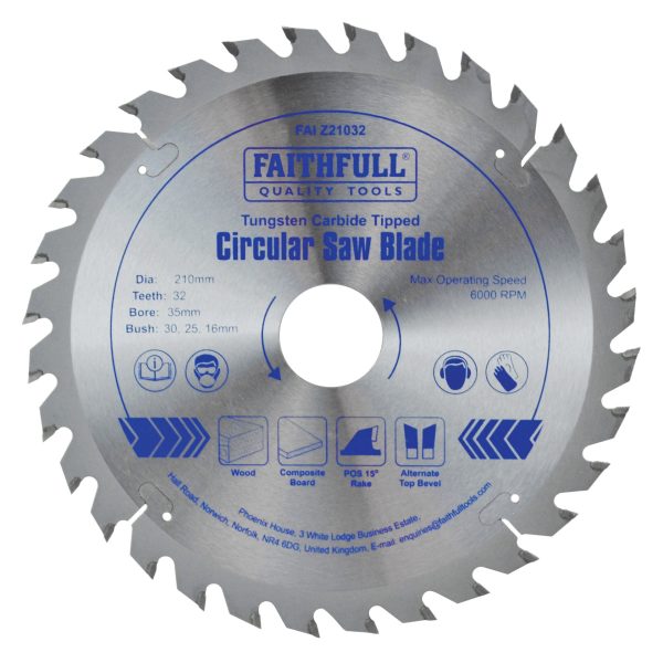 FAITHFULL TCT Circular Saw Blade 210 x 35mm x 32T POS