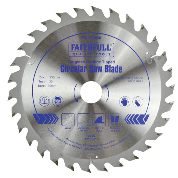 FAITHFULL TCT Circular Saw Blade 230 x 30mm x 30T POS