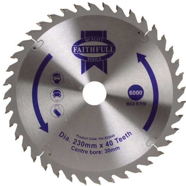 FAITHFULL TCT Circular Saw Blade 230 x 30mm x 40T POS