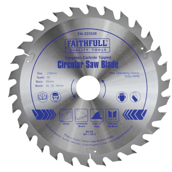 FAITHFULL TCT Circular Saw Blade 235 x 35mm x 30T POS