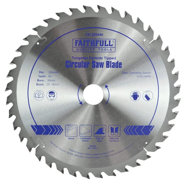 FAITHFULL TCT Circular Saw Blade 254 x 30mm x 40T POS