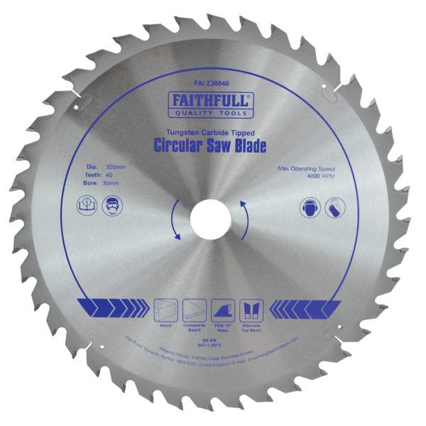 FAITHFULL TCT Circular Saw Blade 300 x 30mm x 40T POS