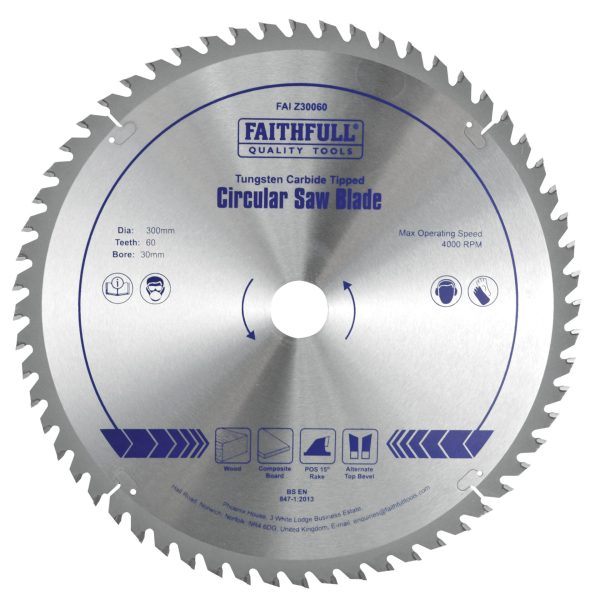 FAITHFULL TCT Circular Saw Blade 300 x 30mm x 60T POS