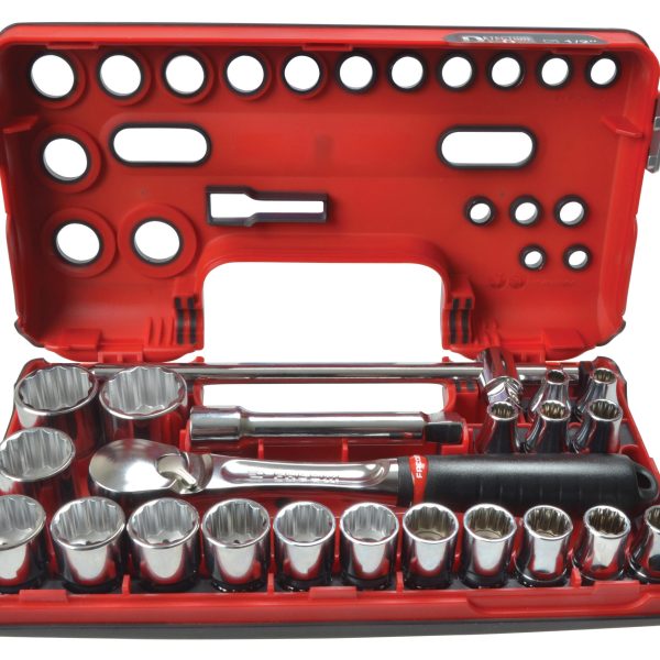 FACOM 1/2in Drive 12-Point Detection Box Socket Set, 22 Piece Metric