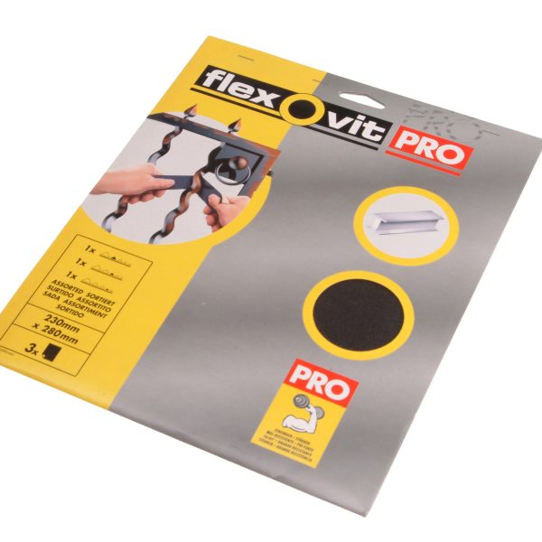 FLEXOVIT Emery Cloth Sanding Sheets 230 x 280mm Assorted (3)