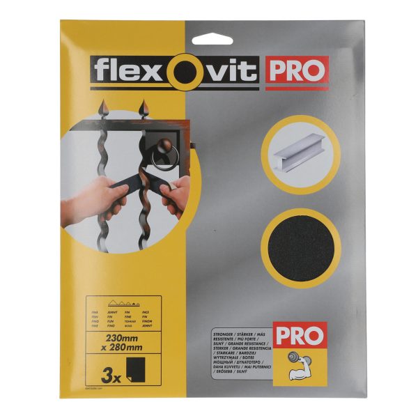FLEXOVIT Emery Cloth Sanding Sheets 230 x 280mm Fine 120G (3)