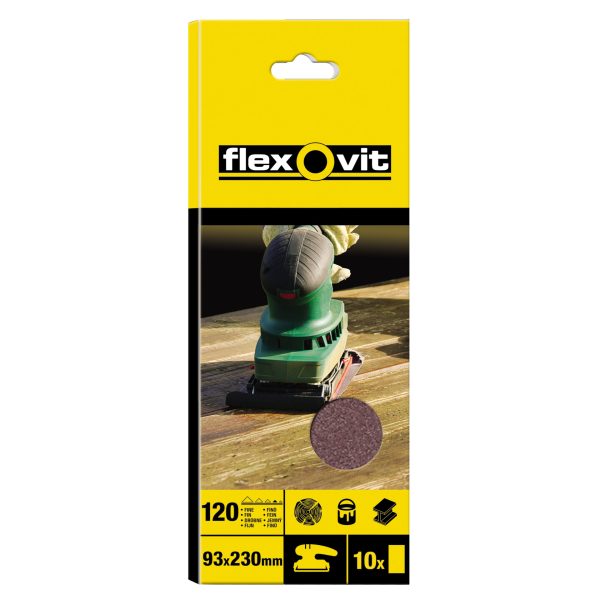 FLEXOVIT 1/3 Sanding Sheets Plain Medium 80 Grit (Pack 10)