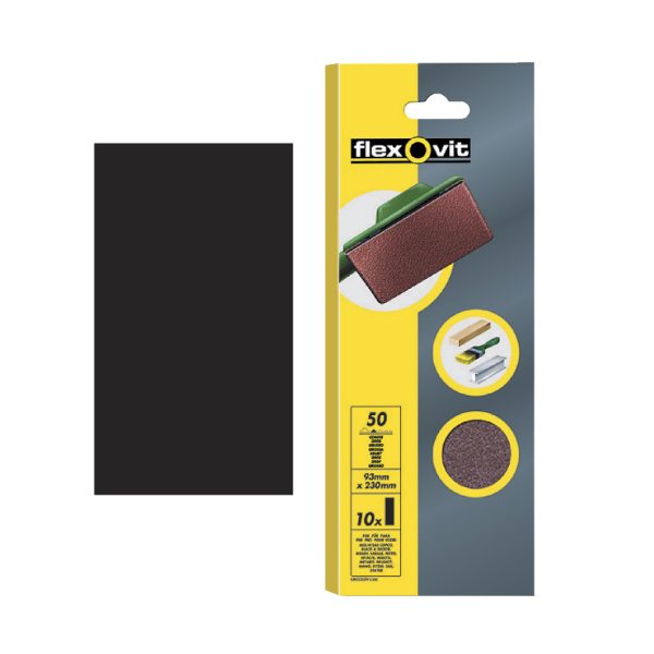 FLEXOVIT 1/2 Sanding Sheets Orbital Plain Fine 120 Grit (Pack 10)