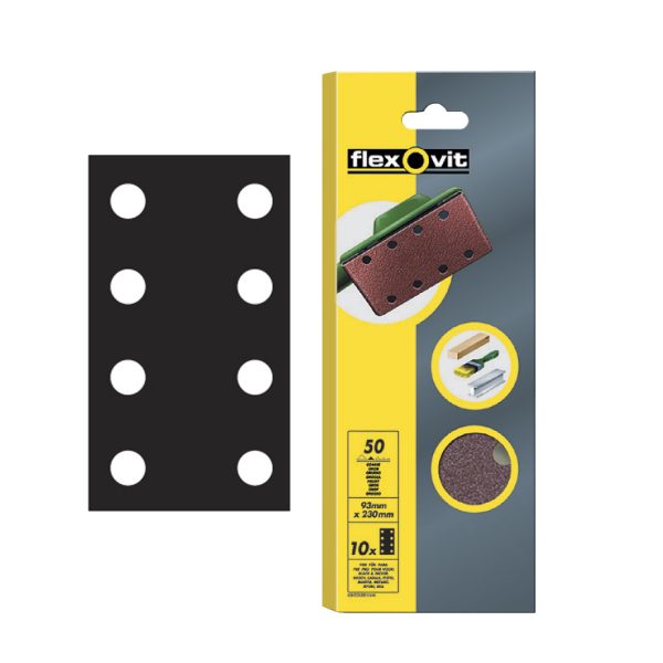 FLEXOVIT 1/3 Sanding Sheets Perforated Medium 80 Grit (Pack 10)