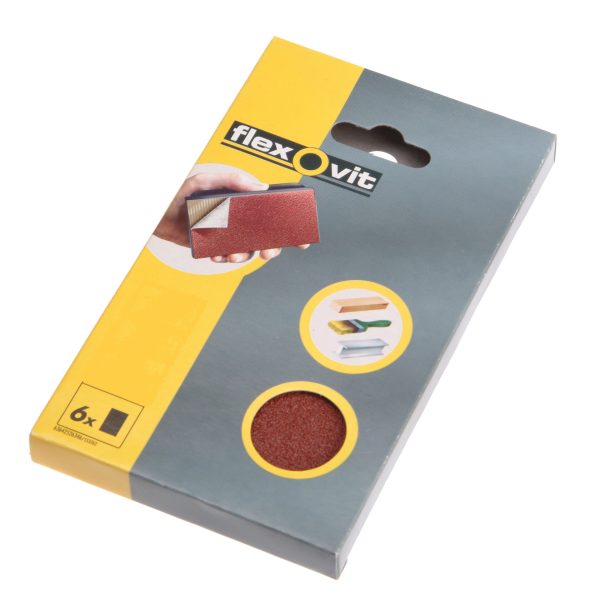 FLEXOVIT Hook & Loop Sanding Block Refill Kit Medium 80g (6)