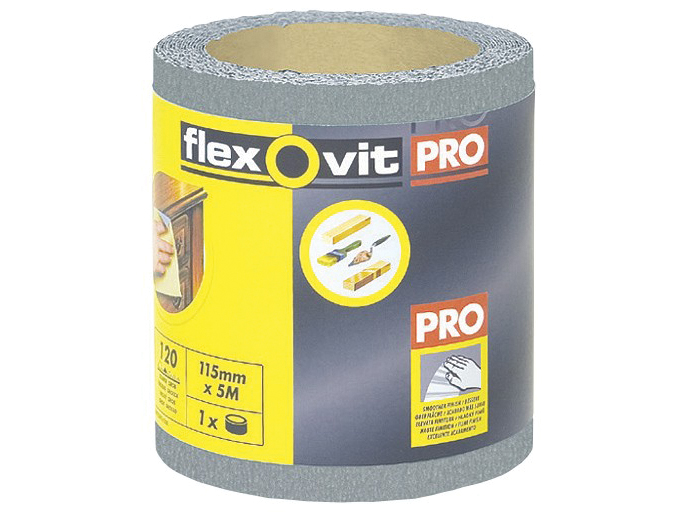 FLEXOVIT High Performance Finishing Sanding Roll 115mm x 5m 120G