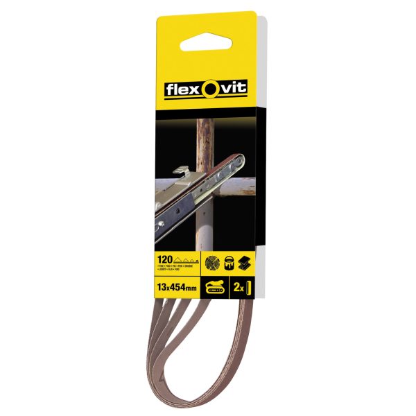 FLEXOVIT Powerfile Sanding Belt 454mm x 13mm Fine 120g (Pack 4)