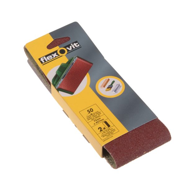 FLEXOVIT Cloth Sanding Belt 457 x 75mm Assorted (Pack 6)