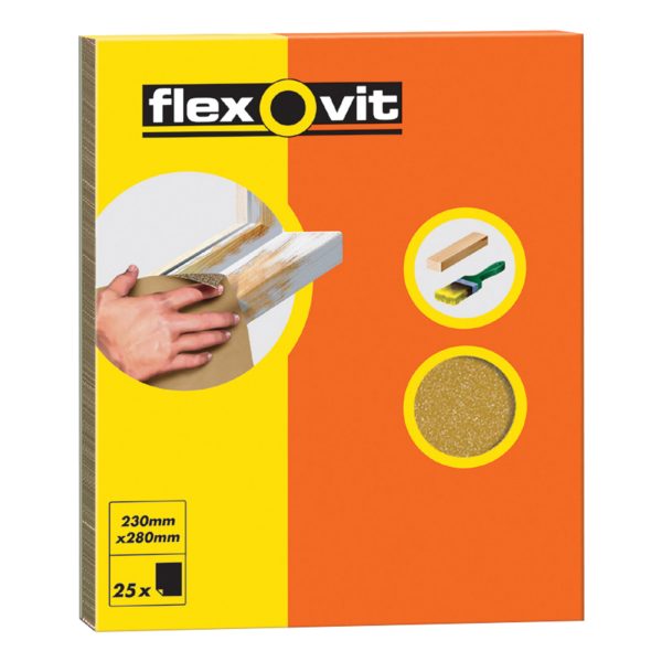 FLEXOVIT Glasspaper Sanding Sheets 230 x 280mm Grade S2 (25)