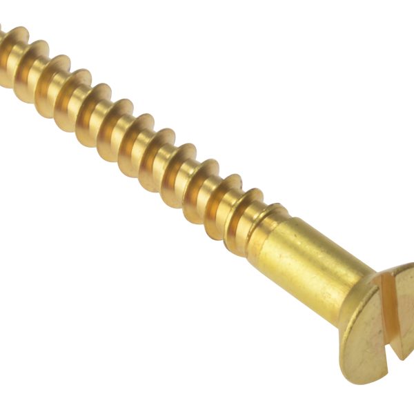 FORGEFIX Wood Screw Slotted CSK Solid Brass 1.1/2in x 12 Box 200