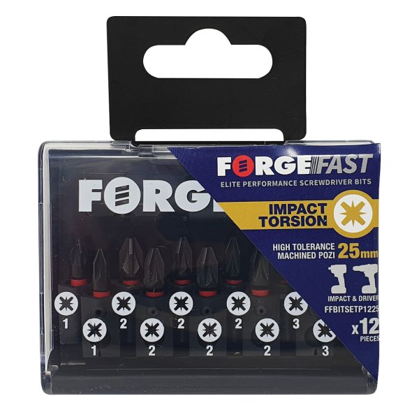 FORGEFIX ForgeFast Pozidriv Compatible Impact Bit Set, 12 Piece