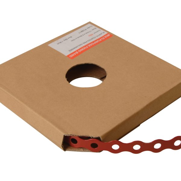 FORGEFIX Red Plastic Coated Pre-Galvanised Band 17mm x 0.8 x 10m Box 1
