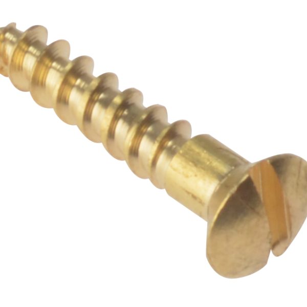 FORGEFIX Wood Screw Slotted Raised Head ST Solid Brass 5/8in x 6 Box 200