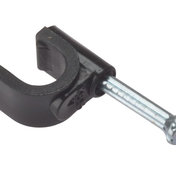 FORGEFIX Cable Clip Round Coax Black 6-7mm Box 100