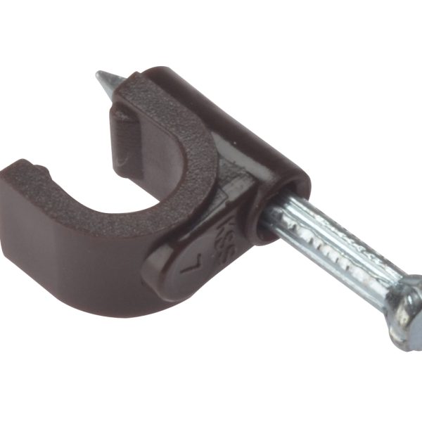 FORGEFIX Cable Clip Round Coax Brown 6-7mm Box 100