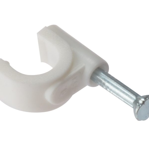 FORGEFIX Cable Clip Round White 7-8mm Box 100