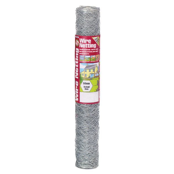 GARDMAN Galvanised Wire Netting 50mm² Hexagon, 10 x 0.6m