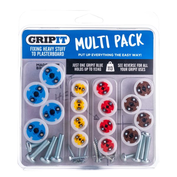 GRIPIT Plasterboard Fixings Multi Pack,16 Piece, Clam Pack