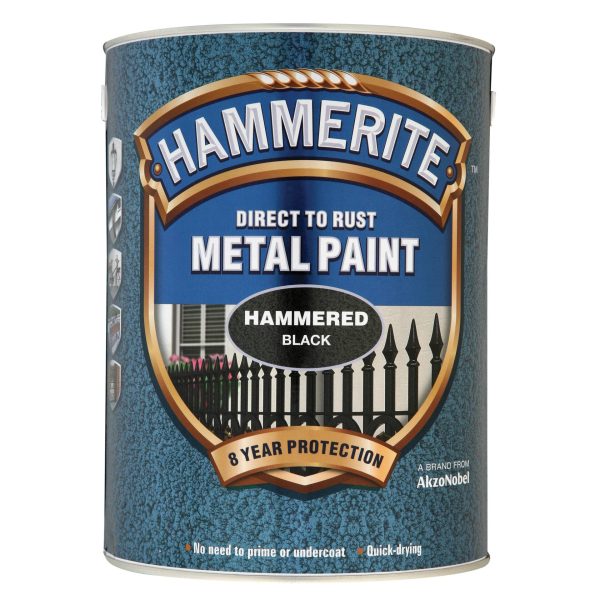 HAMMERITE Direct to Rust Hammered Finish Metal Paint Black 5 Litre