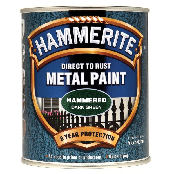 HAMMERITE Direct to Rust Hammered Finish Metal Paint Dark Green 750ml