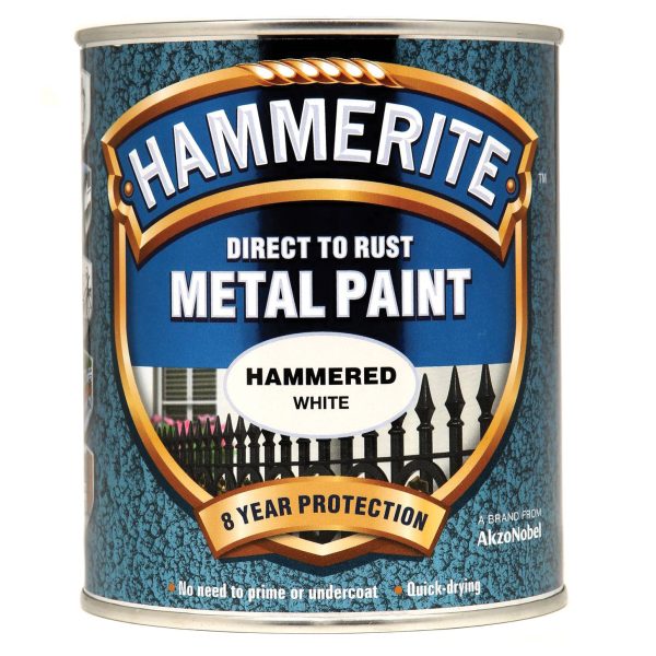 HAMMERITE Direct to Rust Hammered Finish Metal Paint White 750ml