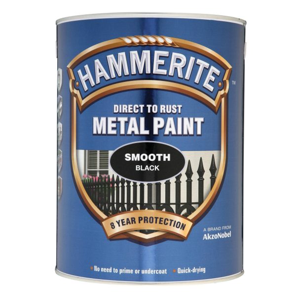 HAMMERITE Direct to Rust Smooth Finish Metal Paint Black 5 Litre