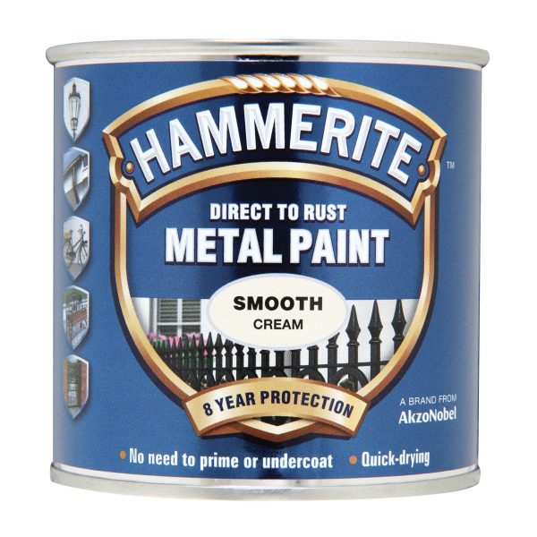 HAMMERITE Direct to Rust Smooth Finish Metal Paint Cream 250ml