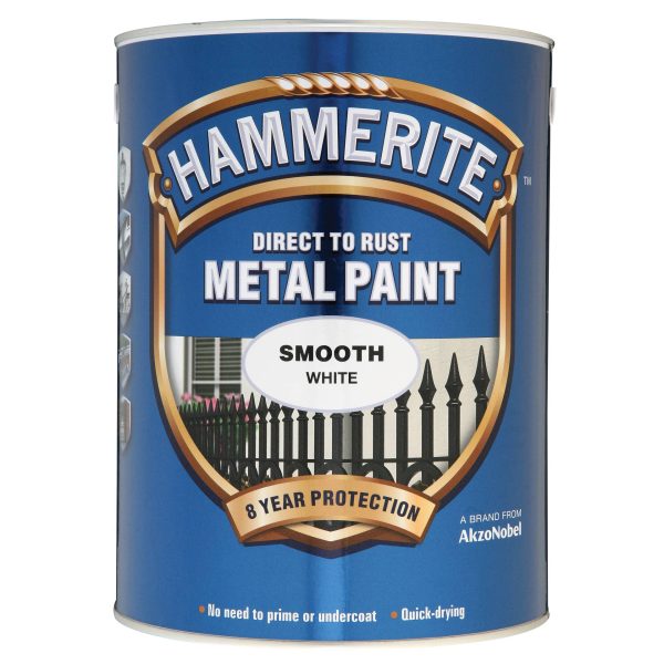 HAMMERITE Direct to Rust Smooth Finish Metal Paint White 5 Litre