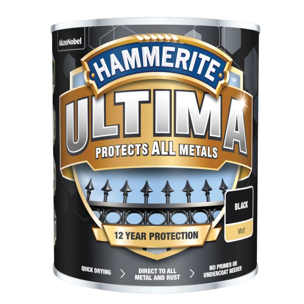 HAMMERITE Ultima Metal Paint Matt Black 750ml