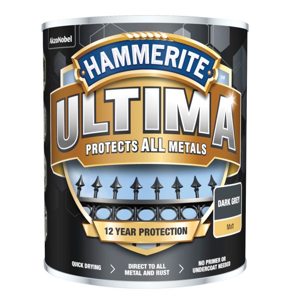 HAMMERITE Ultima Metal Paint Matt Dark Grey 750ml
